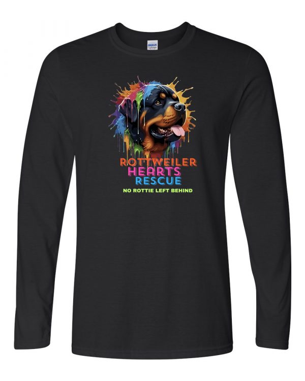 Rottweiler Hearts Rescue Colorful Design-Print on FRONT of long sleeve shirt