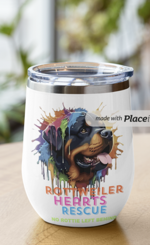 Rottweiler Hearts Rescue Colorful Design Wine Tumbler